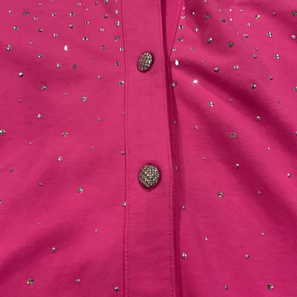 Christine Alexander Pink hoodie with Swarovski Crystal Studs Size S Perfect Cond - Picture 7 of 12